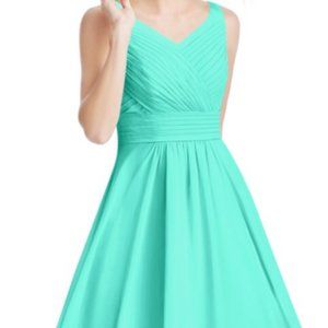Blue knee length bridesmaid dress